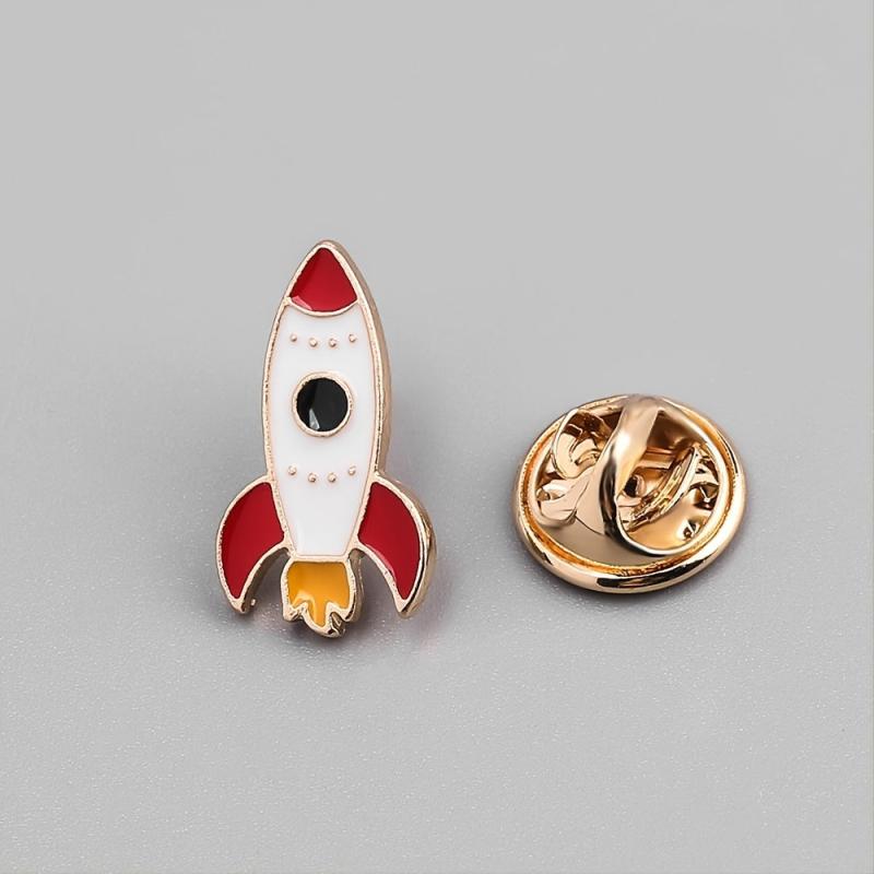 Cartoon Rocket Brooch Mini Enamel Pin Backpack Clothing Accessories