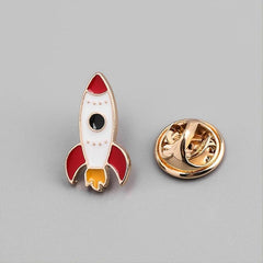 Cartoon Rocket Brooch Mini Enamel Pin Backpack Clothing Accessories