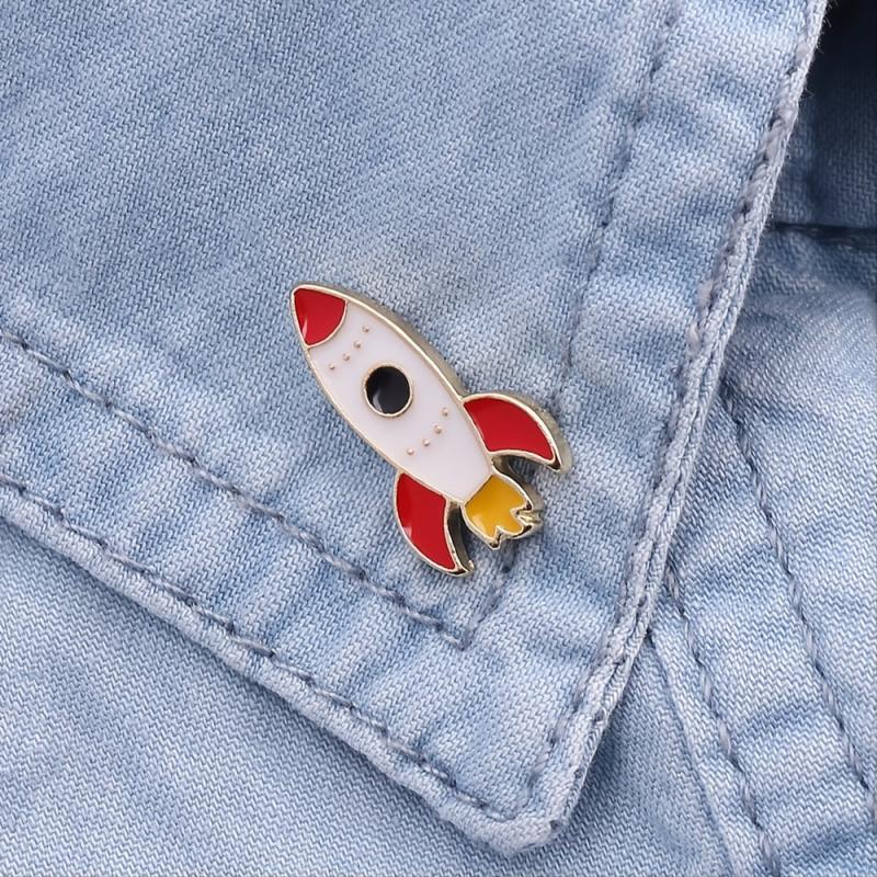 Cartoon Rocket Brooch Mini Enamel Pin Backpack Clothing Accessories