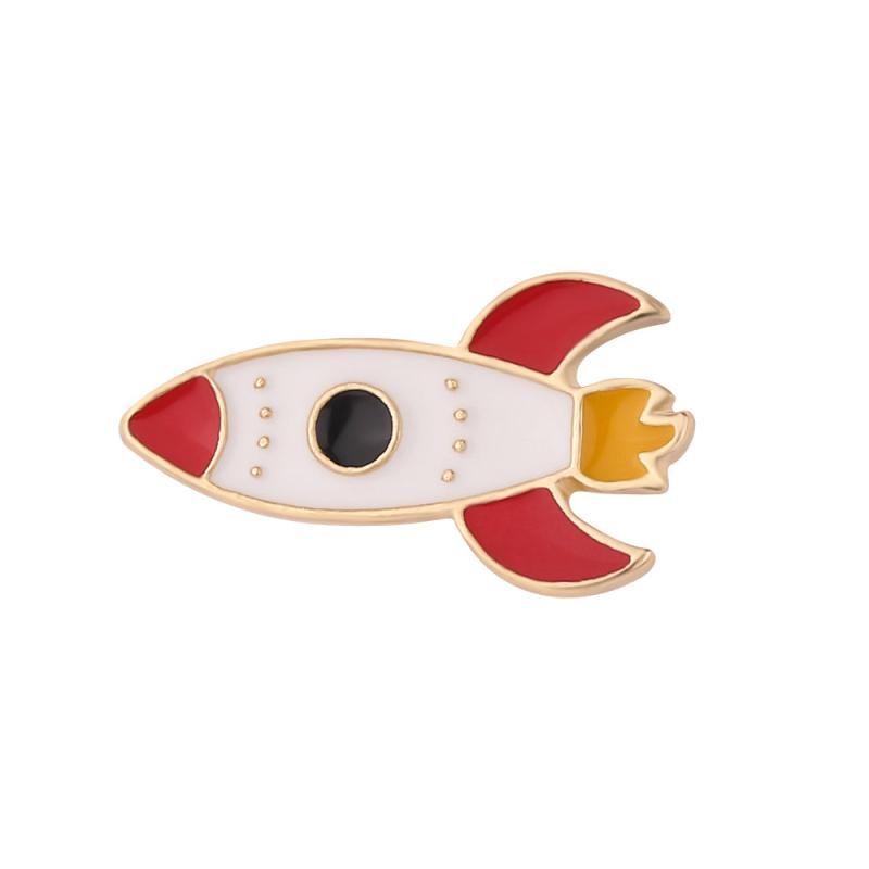 Cartoon Rocket Brooch Mini Enamel Pin Backpack Clothing Accessories