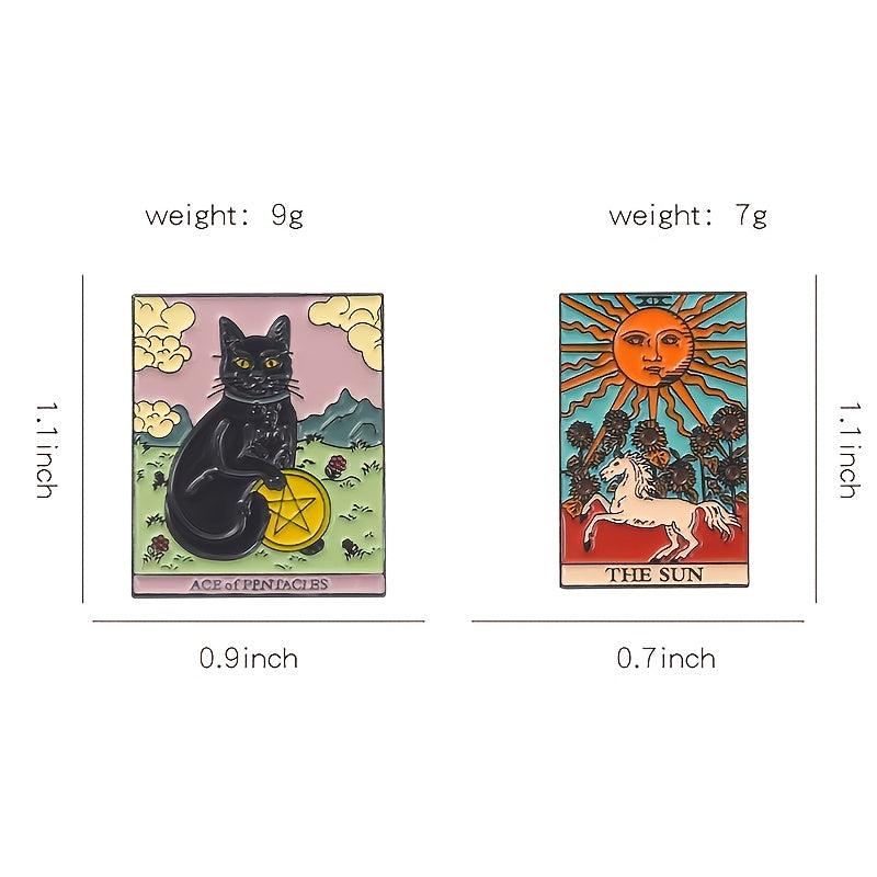 Gothic Sun Moon Stars Cat Enamel Pins