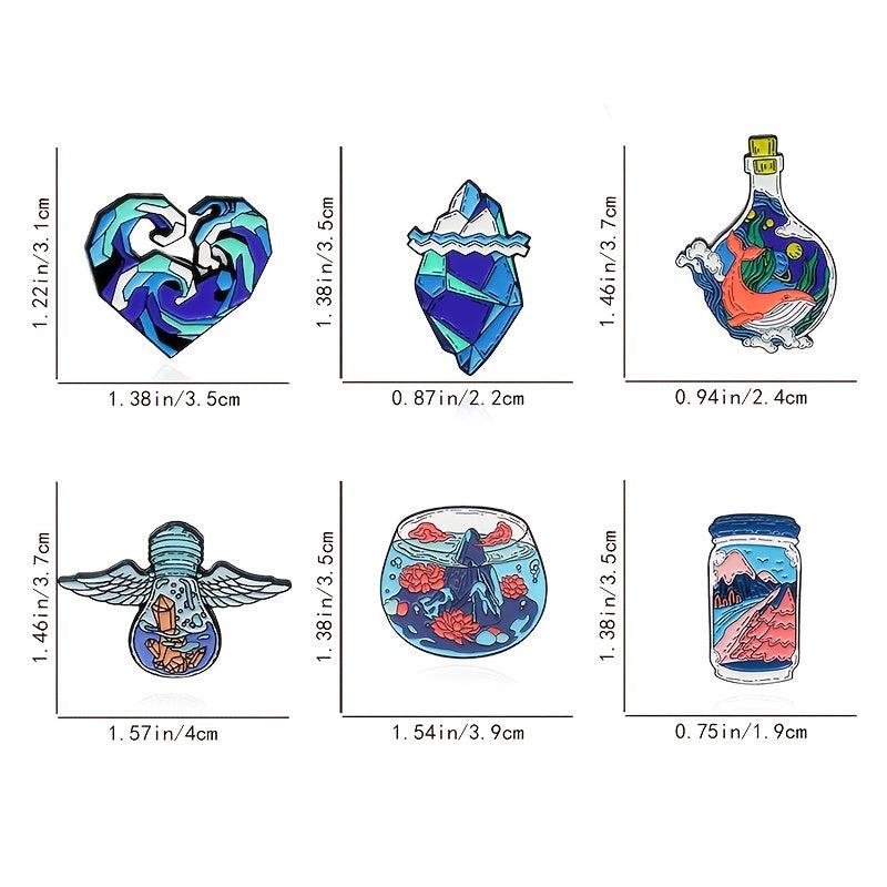 Ocean Heart Light Bulb Glass Bottle Brooch