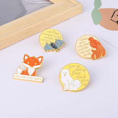 4pcs Dog Bat Fox Parrot Alloy Pins Christmas Gift