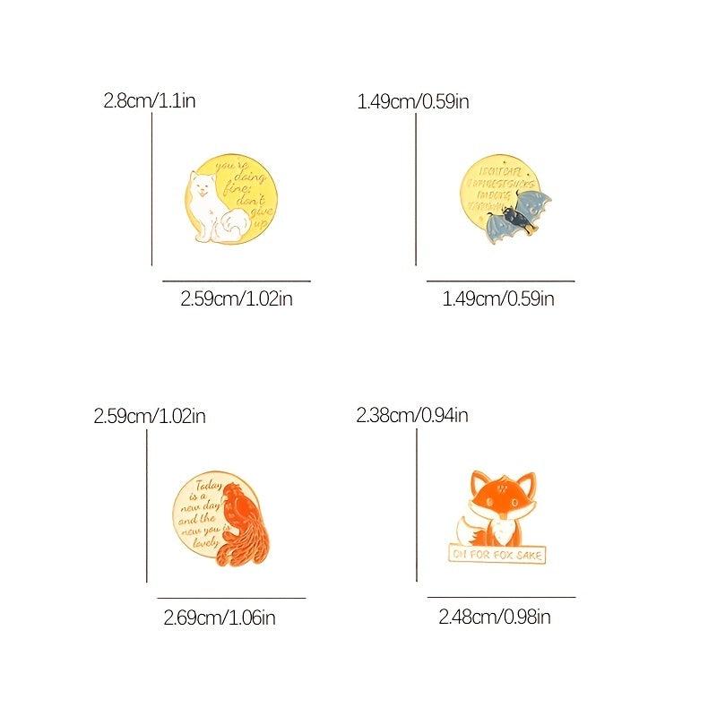 4pcs Dog Bat Fox Parrot Alloy Pins Christmas Gift