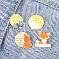4pcs Dog Bat Fox Parrot Alloy Pins Christmas Gift