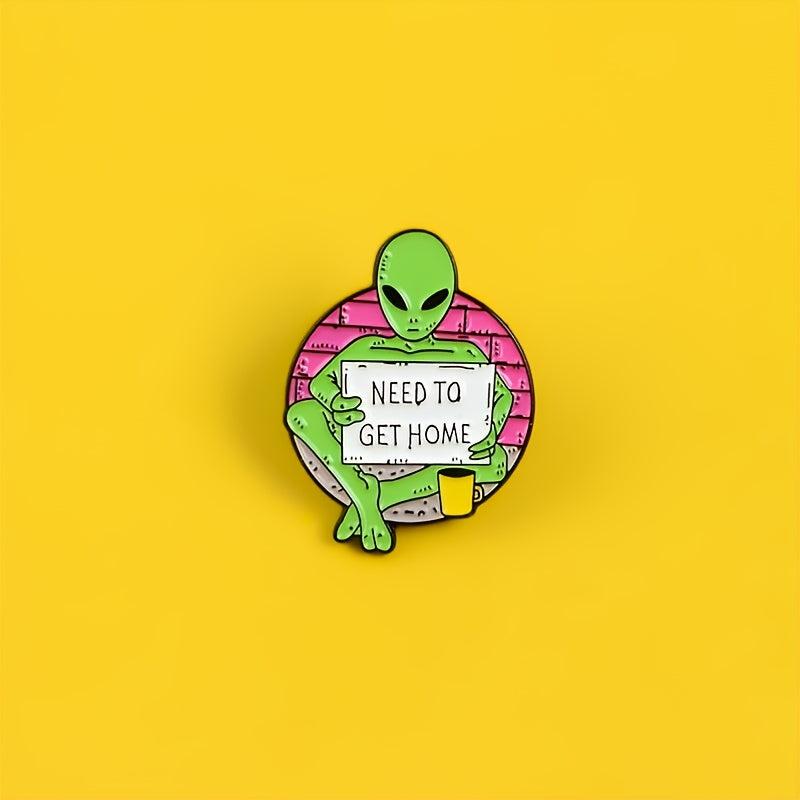 Funny Alien E T Enamel Pin Set - Cartoon Green Alien Print - Anime Pins Gift
