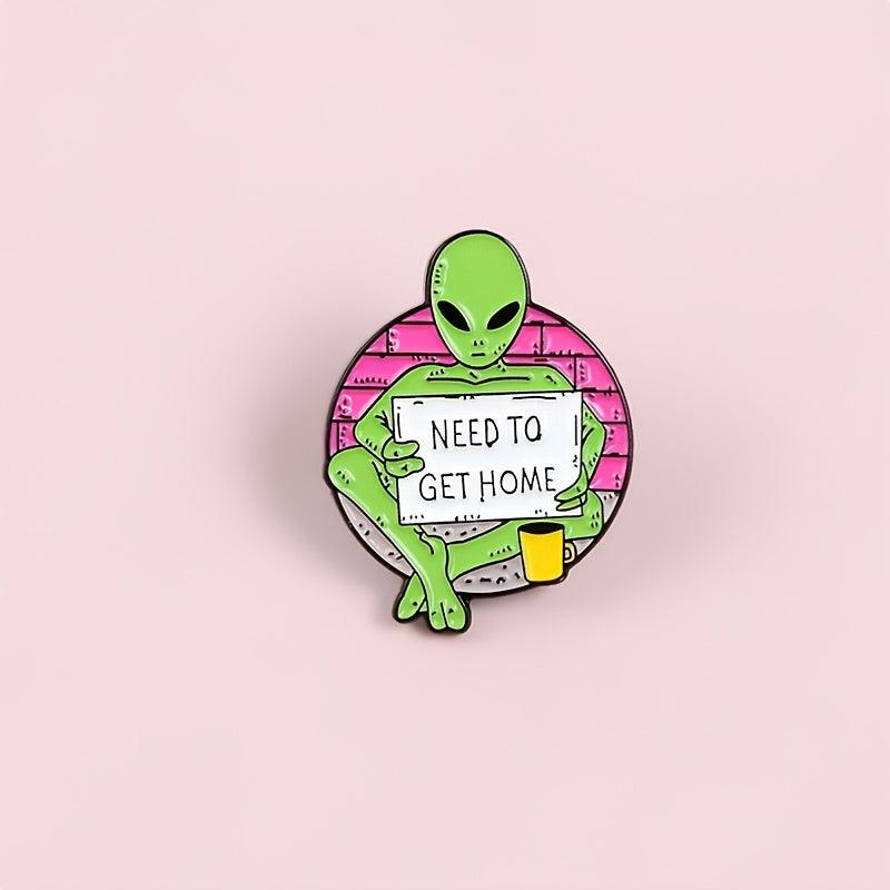 Funny Alien E T Enamel Pin Set - Cartoon Green Alien Print - Anime Pins Gift