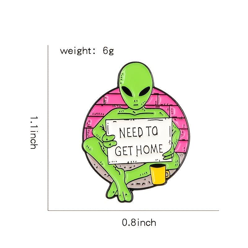 Funny Alien E T Enamel Pin Set - Cartoon Green Alien Print - Anime Pins Gift