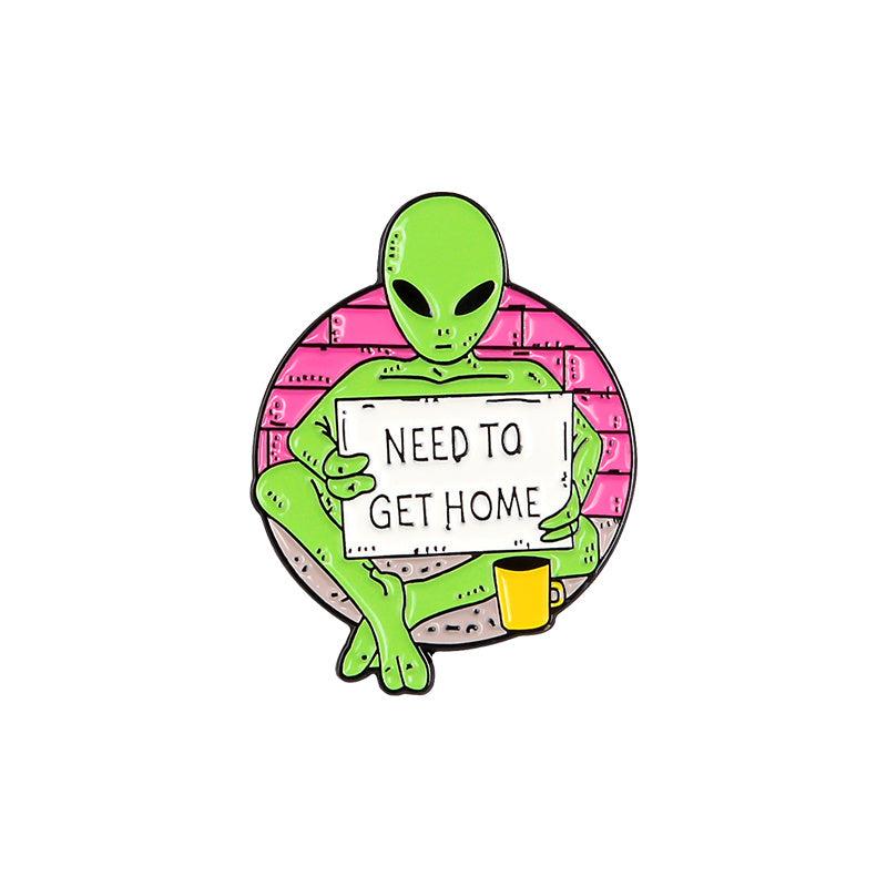 Funny Alien E T Enamel Pin Set - Cartoon Green Alien Print - Anime Pins Gift