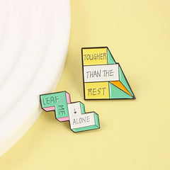 Geometric Step Brooch for Men - Colored Letter Print