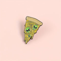 Triangle Alien Pizza Enamel Brooch