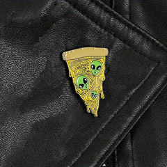 Triangle Alien Pizza Enamel Brooch