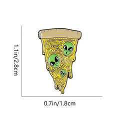 Triangle Alien Pizza Enamel Brooch