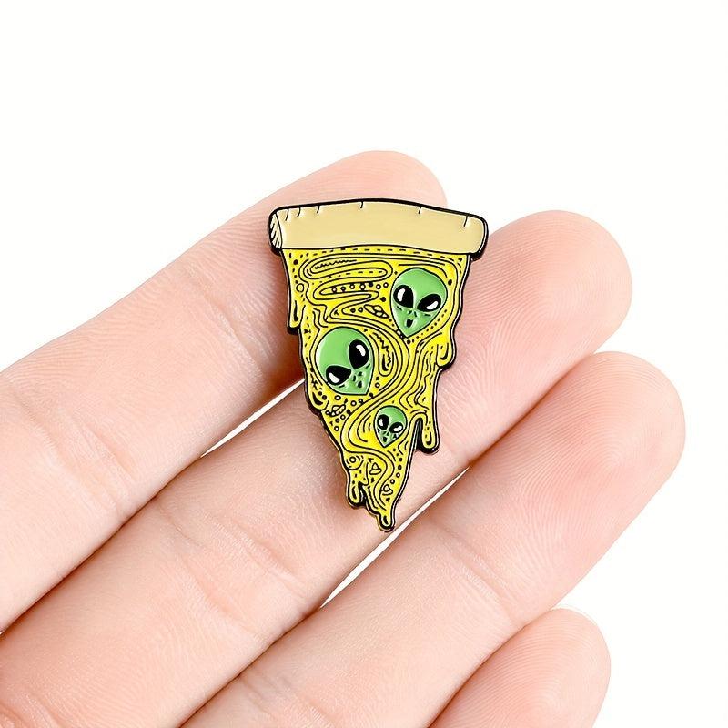 Triangle Alien Pizza Enamel Brooch
