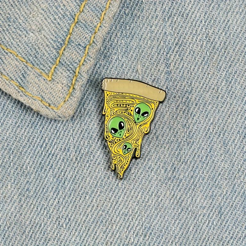 Triangle Alien Pizza Enamel Brooch