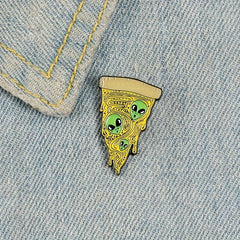 Triangle Alien Pizza Enamel Brooch