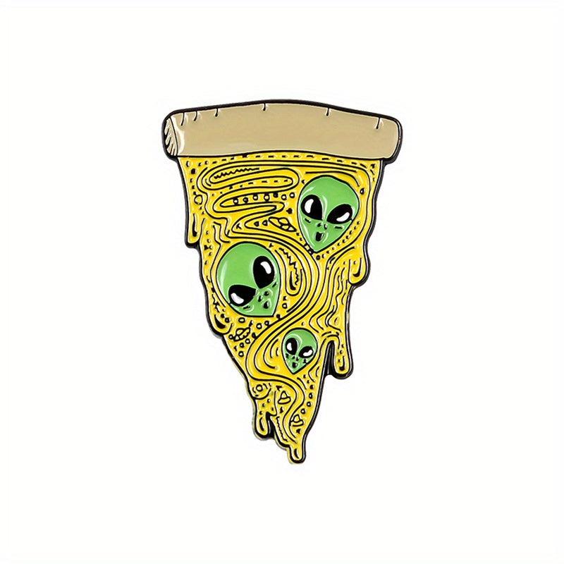 Triangle Alien Pizza Enamel Brooch