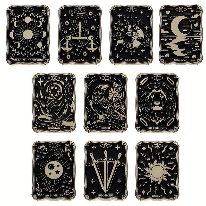 Tarot Enamel Pins Sun Moon Stars Witch Brooches Gothic Jewelry Gift