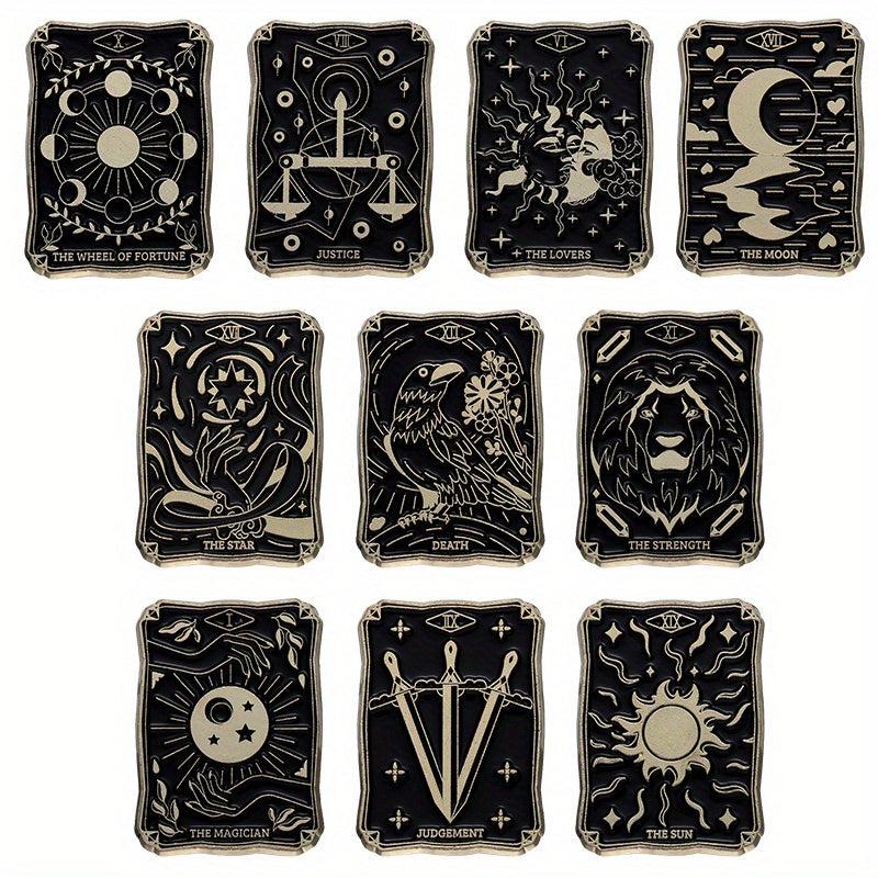 Tarot Enamel Pins Sun Moon Stars Witch Brooches Gothic Jewelry Gift
