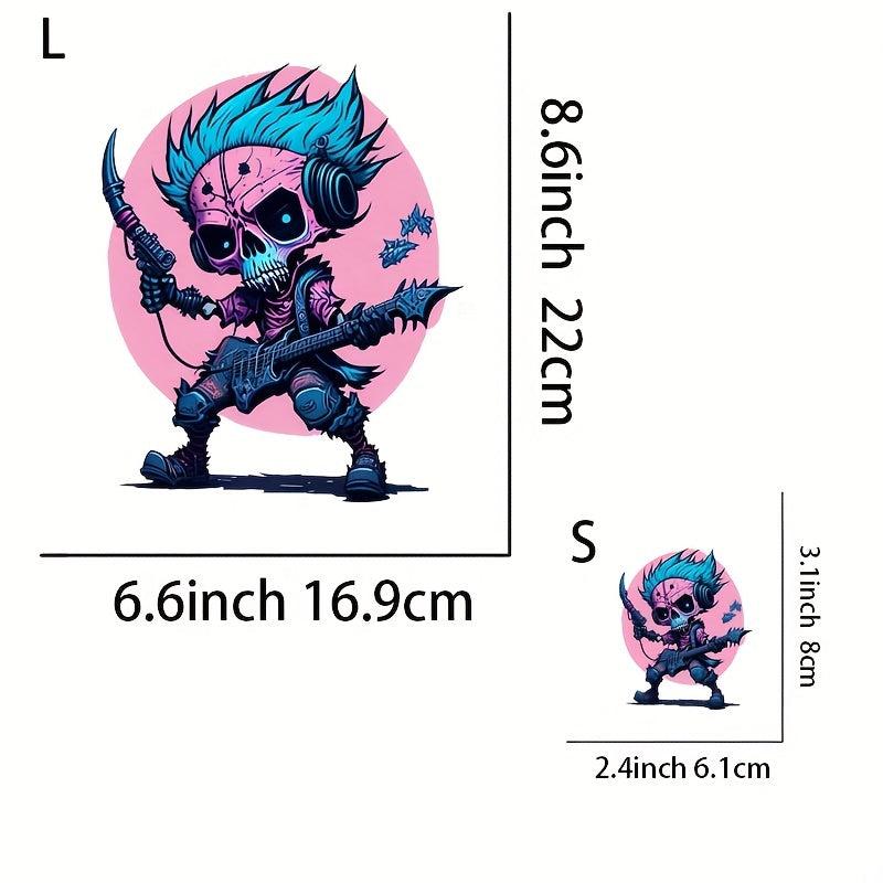 Cyberpunk Rock Skull Iron-on Transfer Stickers - Music Theme