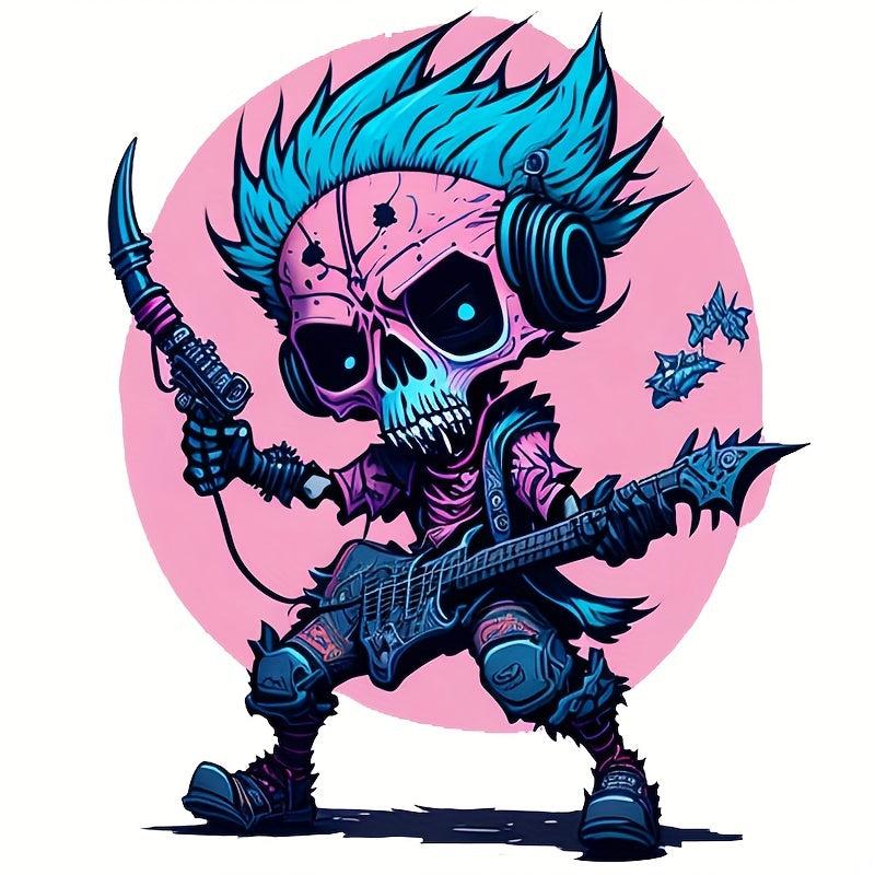 Cyberpunk Rock Skull Iron-on Transfer Stickers - Music Theme