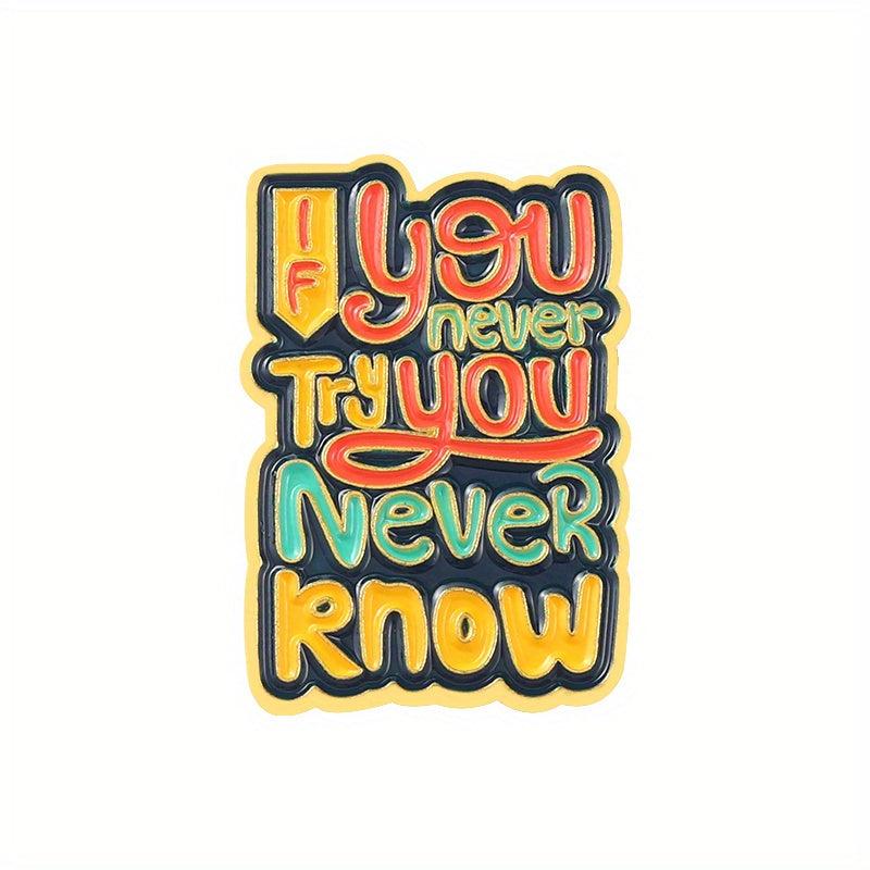Geometry English Letters Enamel Brooch Fun Quotes Alloy Pins Badges