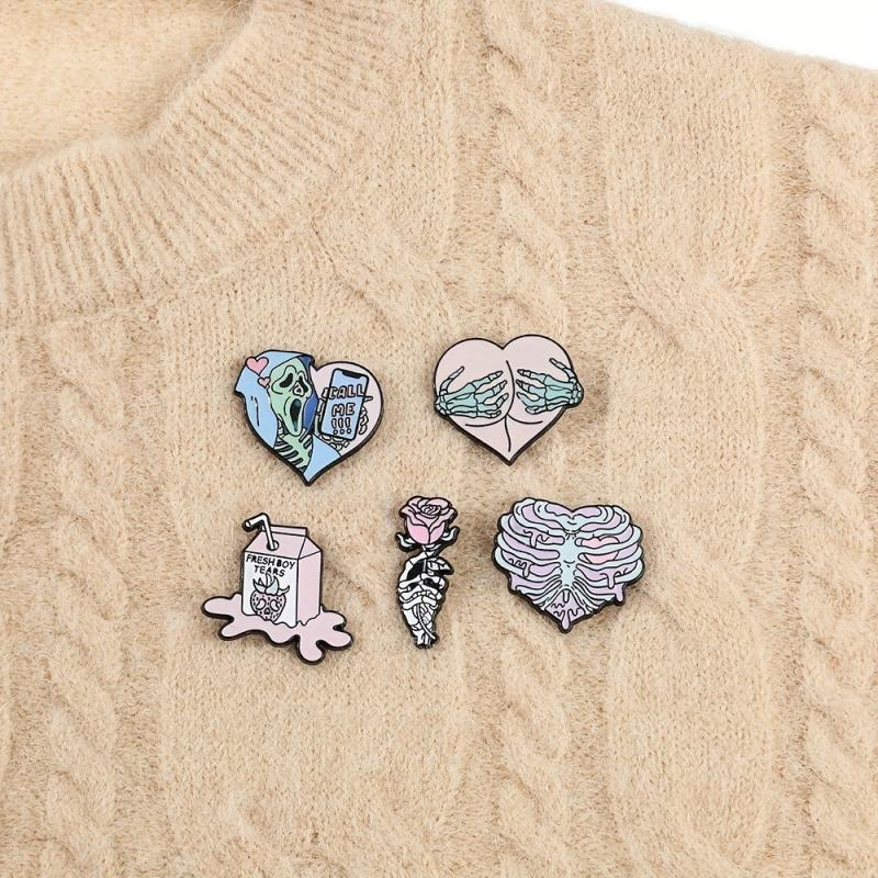 Halloween Series Skull Alloy Brooch Clothes Bag DIY Decor