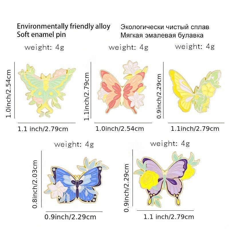 Butterfly Enamel Pin Flower Floral Plant Insect Animal Wings Brooch Women