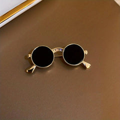 Punk Style Mini Sunglasses Brooch Retro Metal Glasses Shaped Pin Men