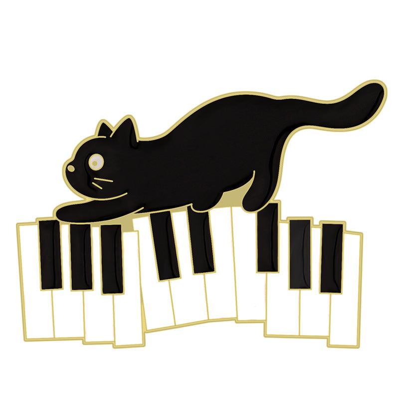 Cat Piano Notes Brooch Buttons & Pins Aluminum Alloy
