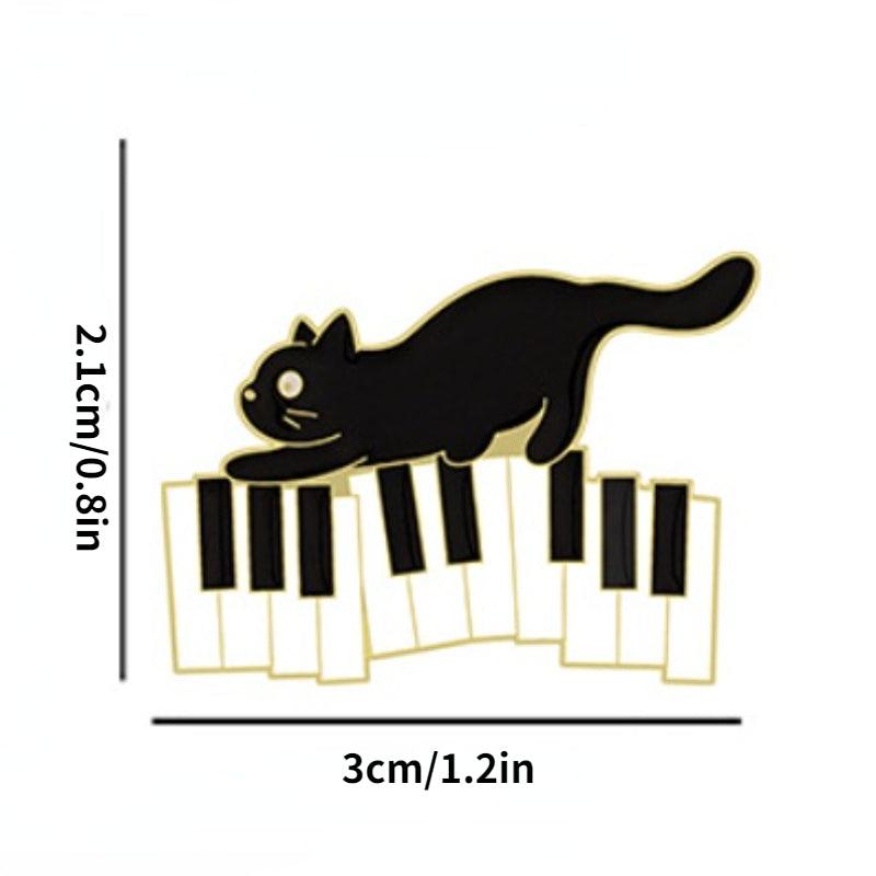Cat Piano Notes Brooch Buttons & Pins Aluminum Alloy