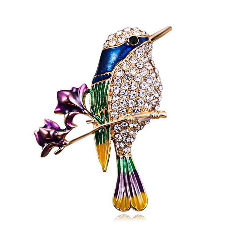 Vintage Rhinestone Birds Wings Brooch For Mens Suit