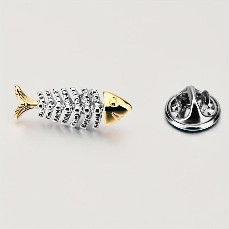 Men's Fish Bone Mini Suit Brooch Pin All Match
