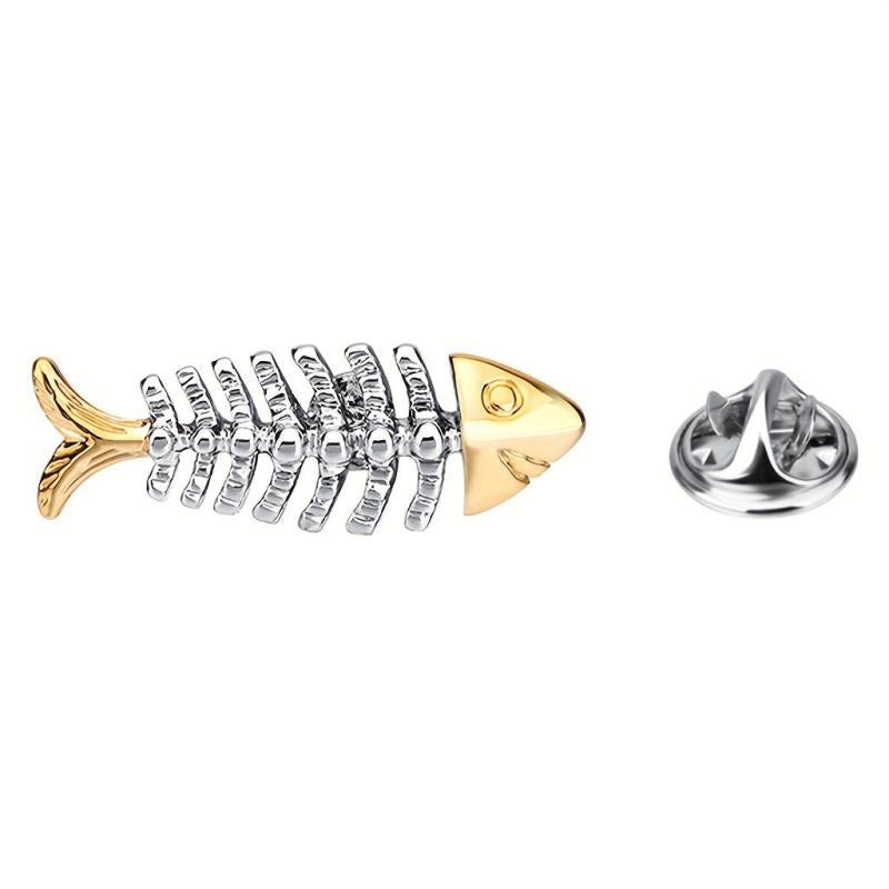 Men's Fish Bone Mini Suit Brooch Pin All Match