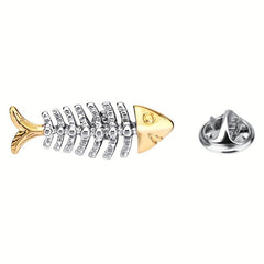 Men's Fish Bone Mini Suit Brooch Pin All Match