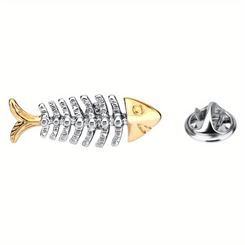Men's Fish Bone Mini Suit Brooch Pin All Match