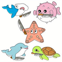 Ocean Enamel Pins Dolphin Puffer Fish Turtle Shark Starfish Brooch