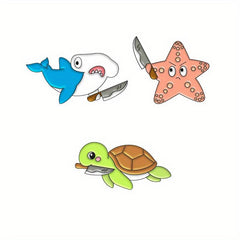 Ocean Enamel Pins Dolphin Puffer Fish Turtle Shark Starfish Brooch