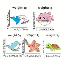Ocean Enamel Pins Dolphin Puffer Fish Turtle Shark Starfish Brooch