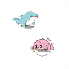 Ocean Enamel Pins Dolphin Puffer Fish Turtle Shark Starfish Brooch