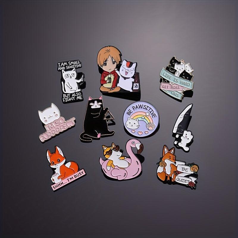 10pcs Random Cartoon Animal Brooch For Men Clothes Bag Accessory Gift