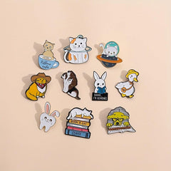 10pcs Random Cartoon Animal Brooch For Men Clothes Bag Accessory Gift