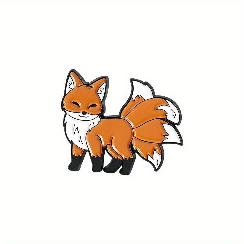 Funny 9 Tailed Fox Metal Brooch Lapel Pin for Men