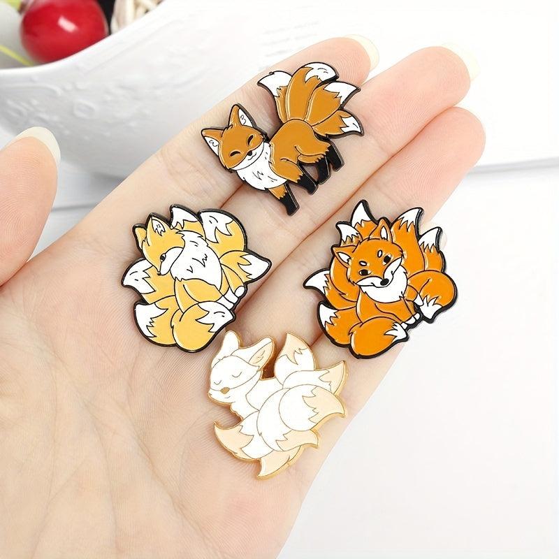 Funny 9 Tailed Fox Metal Brooch Lapel Pin for Men