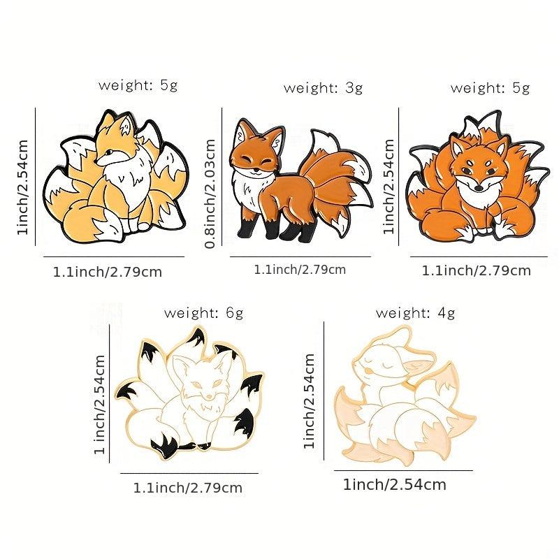Funny 9 Tailed Fox Metal Brooch Lapel Pin for Men