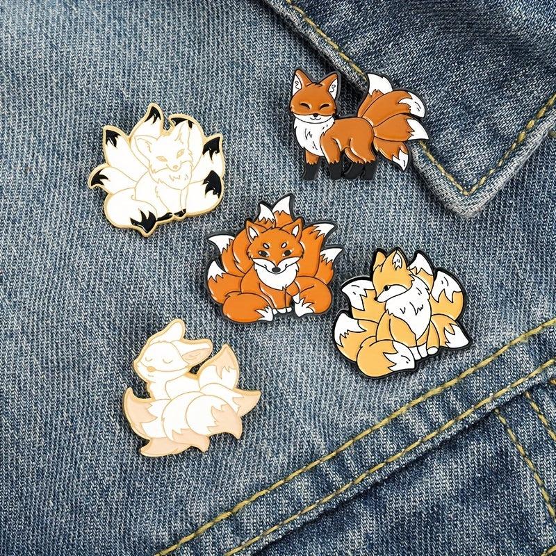 Funny 9 Tailed Fox Metal Brooch Lapel Pin for Men