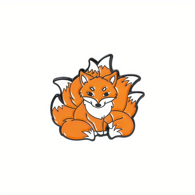 Funny 9 Tailed Fox Metal Brooch Lapel Pin for Men
