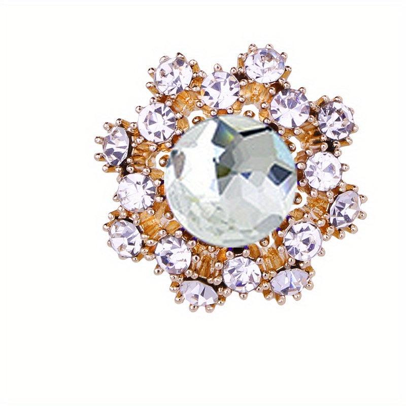 Mini Snowflake Brooch Men's Suit Collar Pin Red Rhinestone Flower