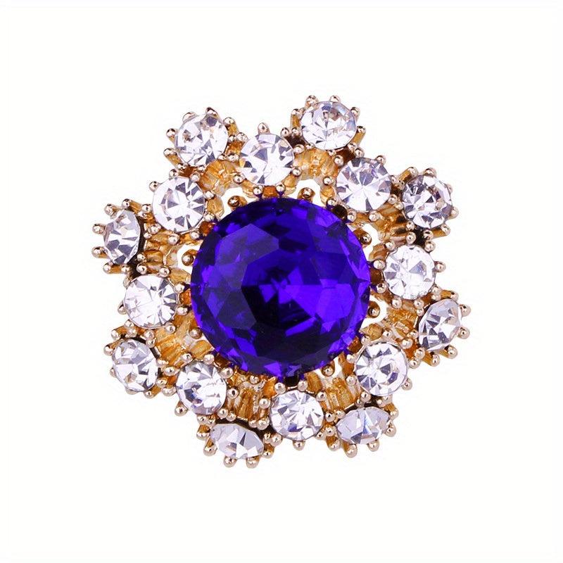 Mini Snowflake Brooch Men's Suit Collar Pin Red Rhinestone Flower