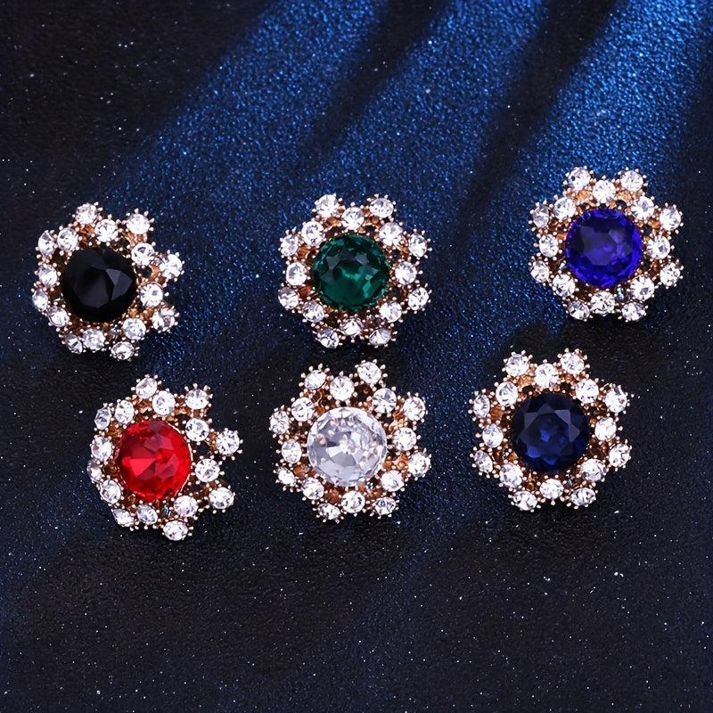 Mini Snowflake Brooch Men's Suit Collar Pin Red Rhinestone Flower